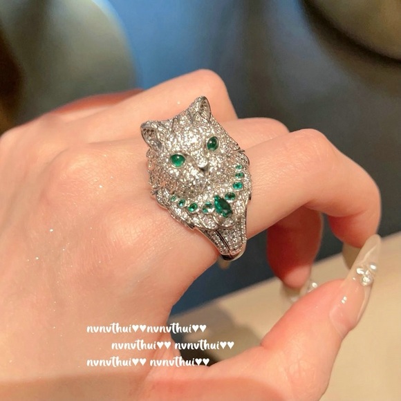 adjustable exquisite cat head ring 18k gold plated - Picture 5 of 5